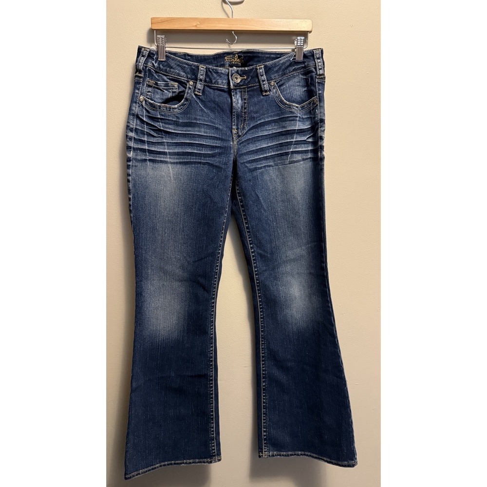 Silver Jeans Aiko Bootcut Jeans Womens 33x31 Y2K Embroidered Dark Wash Stretch